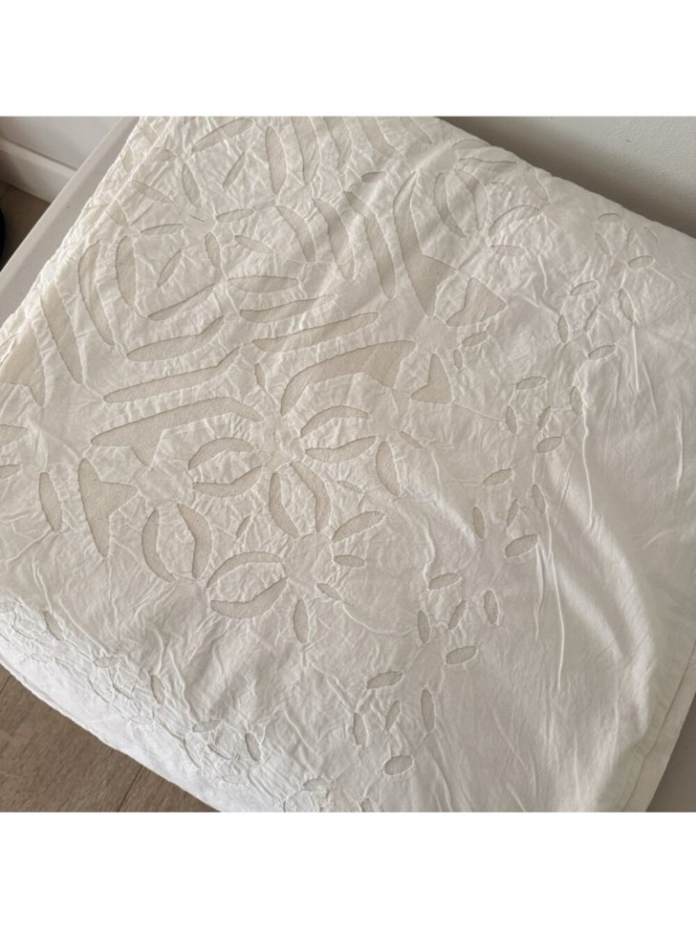 NEW Indian Cutwork Appliqué White Bedcover Tablecloth 100% Cotton Handcrafted